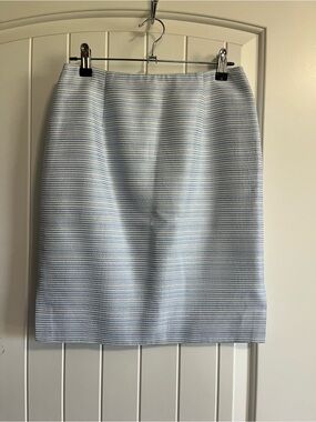 Noviello Bloom Blue Striped Metallic Pencil Skirt Size 2 Luxury Designer Career